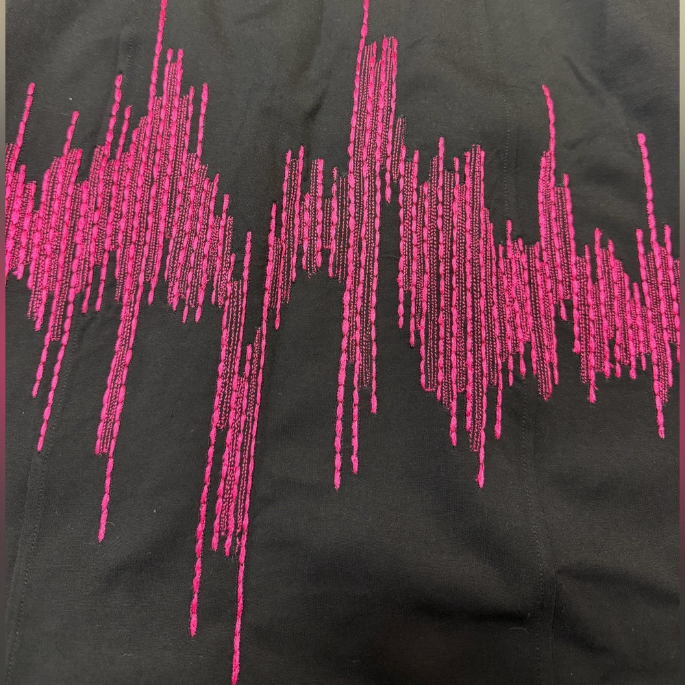 Josie Natori Black Ponte Dress Pink Waveform Graphic Sheath NWT 8 - Picture 9 of 11